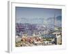 Stonecutters Bridge and Container Port with Hong Kong Island in Background, Hong Kong, China-Ian Trower-Framed Photographic Print