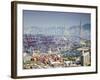 Stonecutters Bridge and Container Port with Hong Kong Island in Background, Hong Kong, China-Ian Trower-Framed Photographic Print