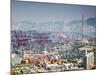 Stonecutters Bridge and Container Port with Hong Kong Island in Background, Hong Kong, China-Ian Trower-Mounted Photographic Print