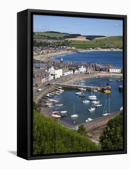 Stonehaven Harbour and Bay from Harbour View, Stonehaven, Aberdeenshire, Scotland, UK, Europe-Mark Sunderland-Framed Stretched Canvas