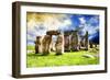 Stonehenge - In the Style of Oil Painting-Philippe Hugonnard-Framed Giclee Print