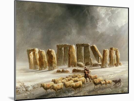 Stonehenge in Winter-Walter Williams-Mounted Premium Giclee Print