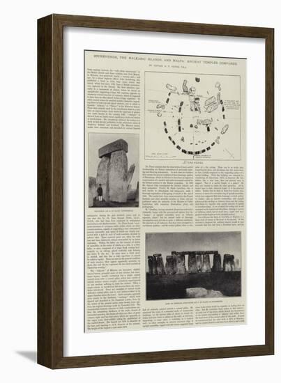 Stonehenge, the Balearic Islands, and Malta, Ancient Temples Compared-null-Framed Giclee Print