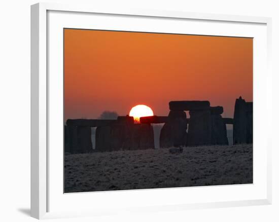 Stonehenge, UNESCO World Heritage Site, at Sunrise, Wiltshire, England, United Kingdom, Europe-Charles Bowman-Framed Photographic Print