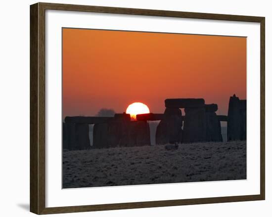 Stonehenge, UNESCO World Heritage Site, at Sunrise, Wiltshire, England, United Kingdom, Europe-Charles Bowman-Framed Photographic Print