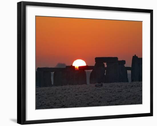 Stonehenge, UNESCO World Heritage Site, at Sunrise, Wiltshire, England, United Kingdom, Europe-Charles Bowman-Framed Photographic Print