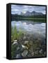 Stones Along Shore of Frog Lake with Mountain Peaks in Back, Sawtooth National Recreation Area, USA-Scott T^ Smith-Framed Stretched Canvas