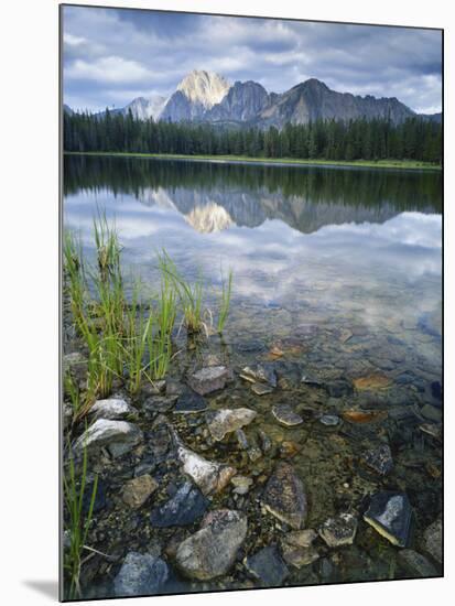 Stones Along Shore of Frog Lake with Mountain Peaks in Back, Sawtooth National Recreation Area, USA-Scott T^ Smith-Mounted Photographic Print