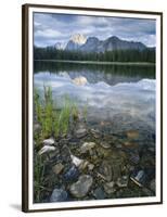 Stones Along Shore of Frog Lake with Mountain Peaks in Back, Sawtooth National Recreation Area, USA-Scott T^ Smith-Framed Photographic Print