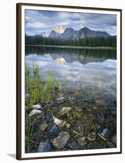 Stones Along Shore of Frog Lake with Mountain Peaks in Back, Sawtooth National Recreation Area, USA-Scott T^ Smith-Framed Photographic Print