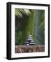 Stones Balanced on Rock, Palm Trees in Background, Maldives, Indian Ocean-Papadopoulos Sakis-Framed Photographic Print