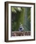 Stones Balanced on Rock, Palm Trees in Background, Maldives, Indian Ocean-Papadopoulos Sakis-Framed Photographic Print