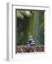 Stones Balanced on Rock, Palm Trees in Background, Maldives, Indian Ocean-Papadopoulos Sakis-Framed Photographic Print