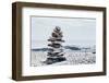 Stones Balanced on Top of One Another Suggesting Balance and Tranquility-null-Framed Photographic Print