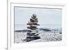 Stones Balanced on Top of One Another Suggesting Balance and Tranquility-null-Framed Photographic Print