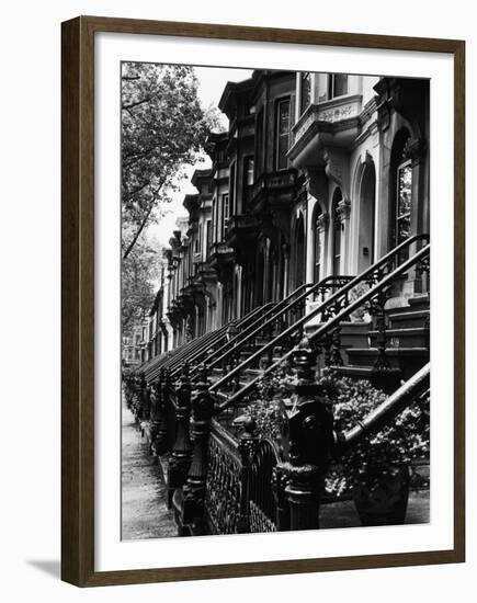 Stoops on 19th Century Brooklyn Row Houses-Karen Tweedy-Holmes-Framed Premium Photographic Print