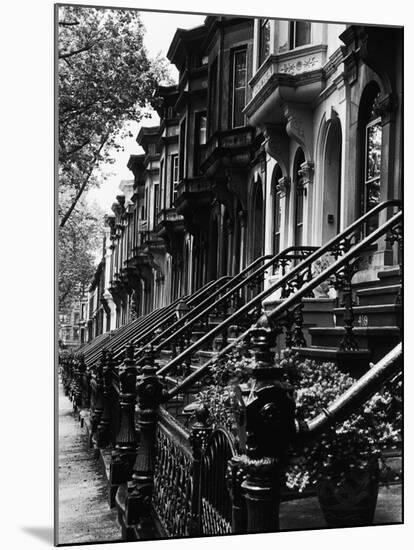 Stoops on 19th Century Brooklyn Row Houses-Karen Tweedy-Holmes-Mounted Premium Photographic Print