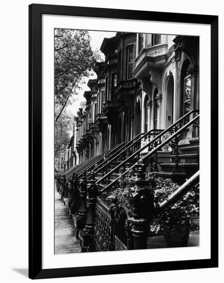 Stoops on 19th Century Brooklyn Row Houses-Karen Tweedy-Holmes-Framed Photographic Print