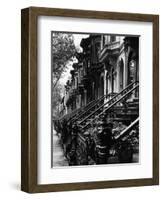 Stoops on 19th Century Brooklyn Row Houses-Karen Tweedy-Holmes-Framed Photographic Print