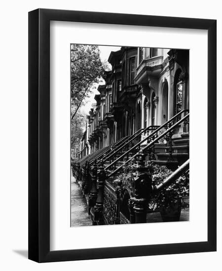 Stoops on 19th Century Brooklyn Row Houses-Karen Tweedy-Holmes-Framed Photographic Print