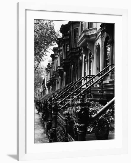 Stoops on 19th Century Brooklyn Row Houses-Karen Tweedy-Holmes-Framed Photographic Print