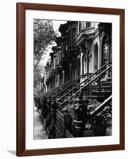 Stoops on 19th Century Brooklyn Row Houses-Karen Tweedy-Holmes-Framed Photographic Print