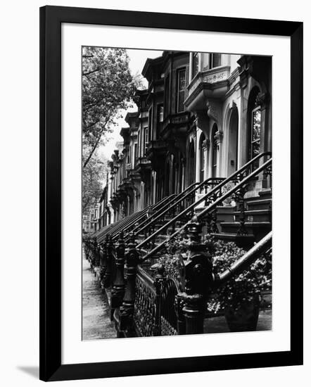 Stoops on 19th Century Brooklyn Row Houses-Karen Tweedy-Holmes-Framed Photographic Print