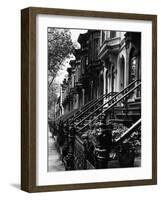 Stoops on 19th Century Brooklyn Row Houses-Karen Tweedy-Holmes-Framed Photographic Print