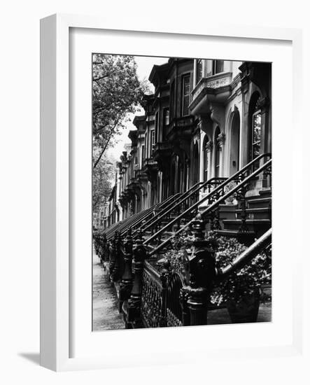 Stoops on 19th Century Brooklyn Row Houses-Karen Tweedy-Holmes-Framed Photographic Print