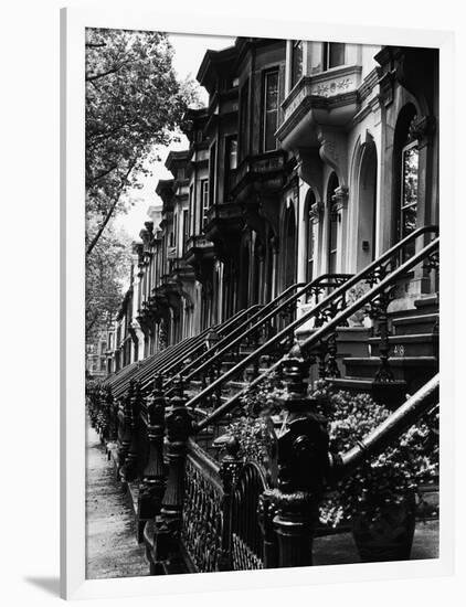 Stoops on 19th Century Brooklyn Row Houses-Karen Tweedy-Holmes-Framed Photographic Print