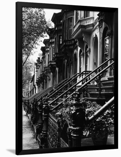 Stoops on 19th Century Brooklyn Row Houses-Karen Tweedy-Holmes-Framed Photographic Print