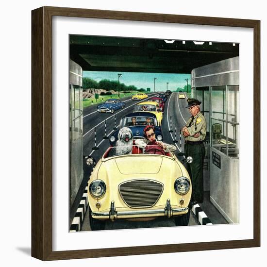 "Stop and Pay Toll", April 7, 1956-Stevan Dohanos-Framed Giclee Print