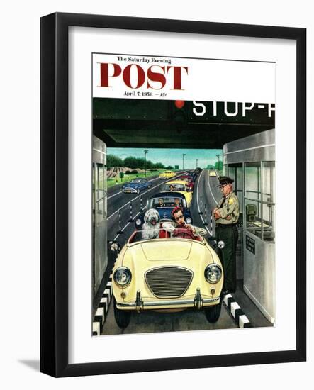 "Stop and Pay Toll" Saturday Evening Post Cover, April 7, 1956-Stevan Dohanos-Framed Giclee Print