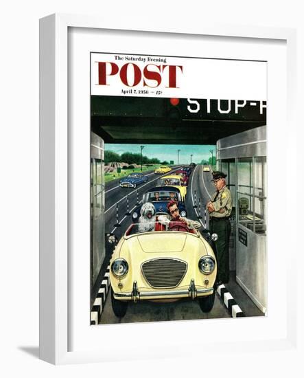 "Stop and Pay Toll" Saturday Evening Post Cover, April 7, 1956-Stevan Dohanos-Framed Giclee Print