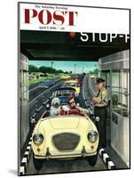 "Stop and Pay Toll" Saturday Evening Post Cover, April 7, 1956-Stevan Dohanos-Mounted Giclee Print