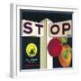 Stop Apple Crate Label - Cutler, CA-Lantern Press-Framed Art Print