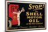 Stop for Shell Motor Oil-null-Mounted Art Print