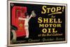 Stop for Shell Motor Oil-null-Mounted Art Print