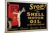 Stop for Shell Motor Oil-null-Mounted Art Print
