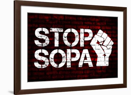 Stop SOPA Fist-null-Framed Art Print