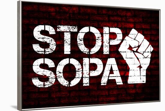 Stop SOPA Fist-null-Framed Art Print