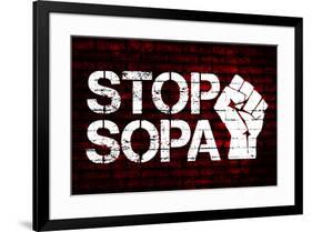 Stop SOPA Fist-null-Framed Art Print