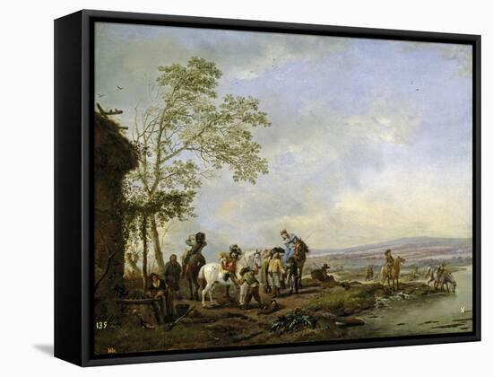 Stopping at the Inn, 1655-1658-Philips Wouwerman-Framed Stretched Canvas