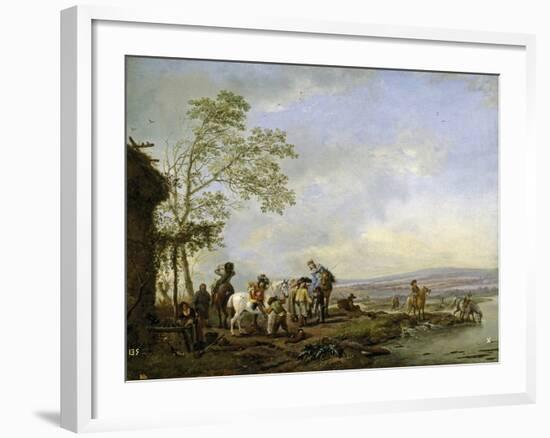 Stopping at the Inn, 1655-1658-Philips Wouwerman-Framed Giclee Print