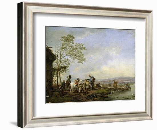 Stopping at the Inn, 1655-1658-Philips Wouwerman-Framed Giclee Print