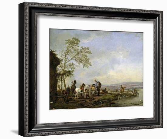 Stopping at the Inn, 1655-1658-Philips Wouwerman-Framed Giclee Print