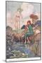 Stopping Beside a Fountain-Warwick Goble-Mounted Giclee Print