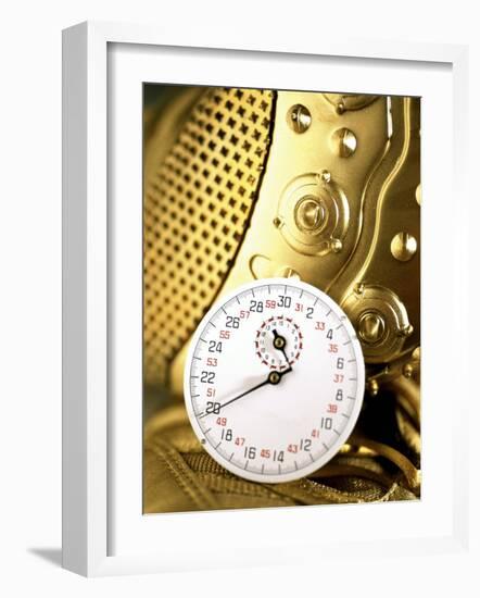 Stopwatch on Running Spikes-null-Framed Photographic Print