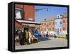 Store on Corte Novello, Burano Island, Venice, Veneto, Italy, Europe-Richard Cummins-Framed Stretched Canvas