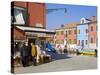 Store on Corte Novello, Burano Island, Venice, Veneto, Italy, Europe-Richard Cummins-Stretched Canvas